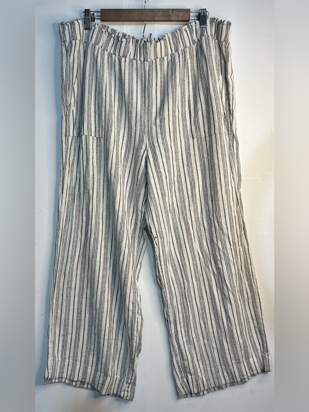 Time and Tru Vertical Striped Linen Blend Paper-bag Waist Pants XXL (20)
